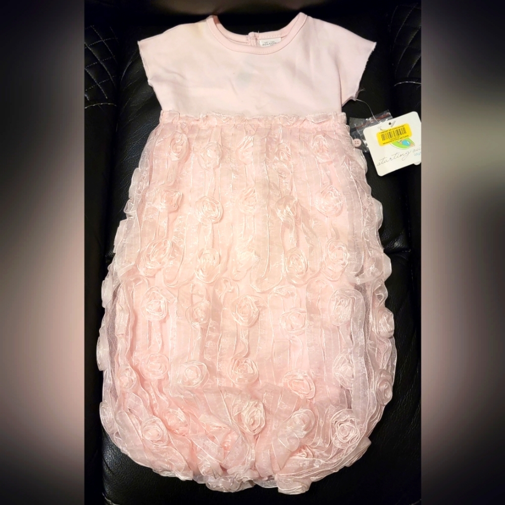 NWT Starting Out Layette Pink Ribbon Roses/Flowers 0-6 Month One-piece